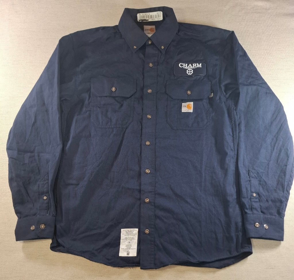 Carhartt vlamvertragend werkhemd – marineblauw, maat M, Carhartt, Halswijdte 39/40 (M), Zo goed als nieuw, Verzenden