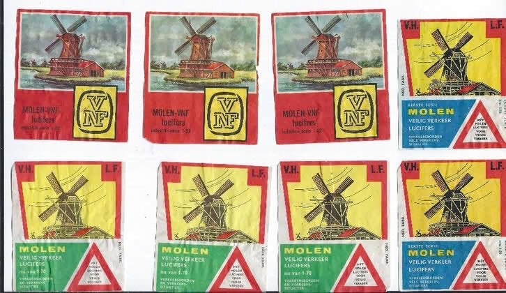 Lucifersmerken verschillende soorten bv Molen-VNF lucifers, Verzamelen, Verzenden, Zo goed als nieuw, Luciferdoosjes of -merken