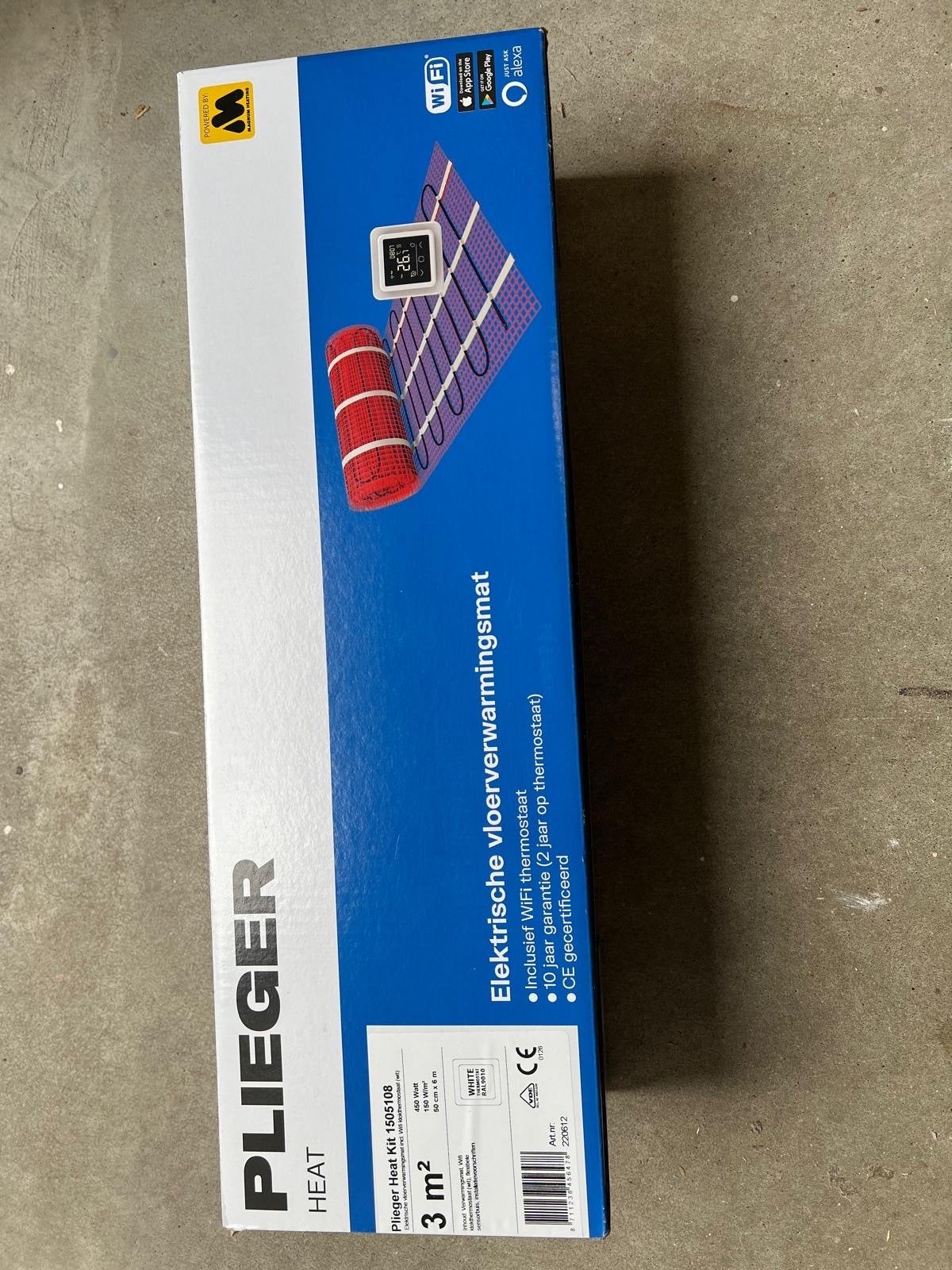 Nieuwe Plieger elektrische vloerverwarming 3m² met WiFi, Ophalen, 500 tot 800 watt, Overige typen, Nieuw