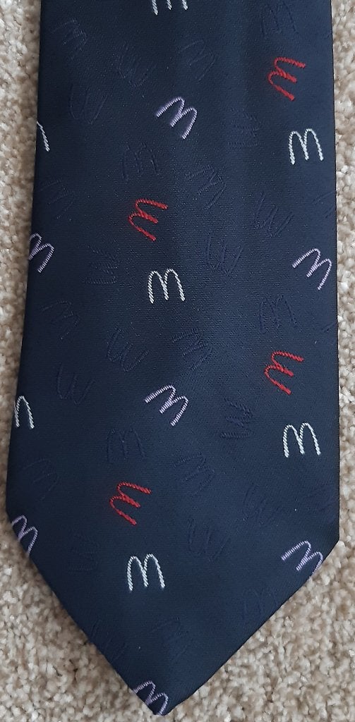 McDonald's stropdas met 4 kleuren logo's, Ophalen of Verzenden, Zo goed als nieuw, Blauw