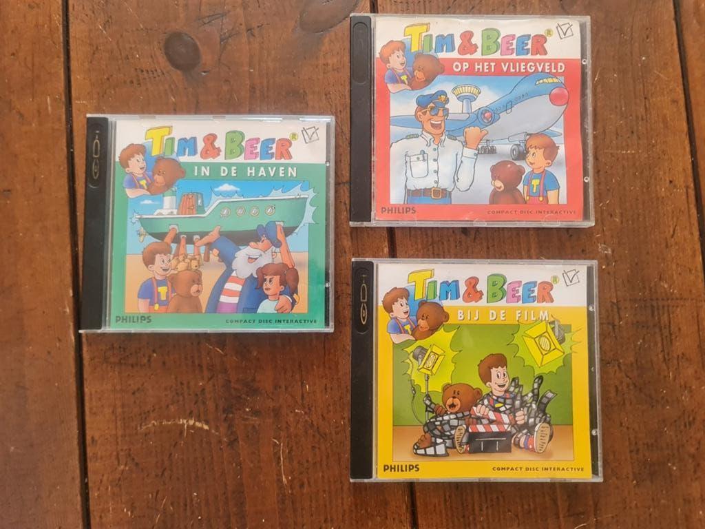 Tim & Beer CD-i Spellen: In de Haven, Bij de Film, Vliegveld, 1 speler, Ophalen of Verzenden, Gebruikt, Vanaf 3 jaar
