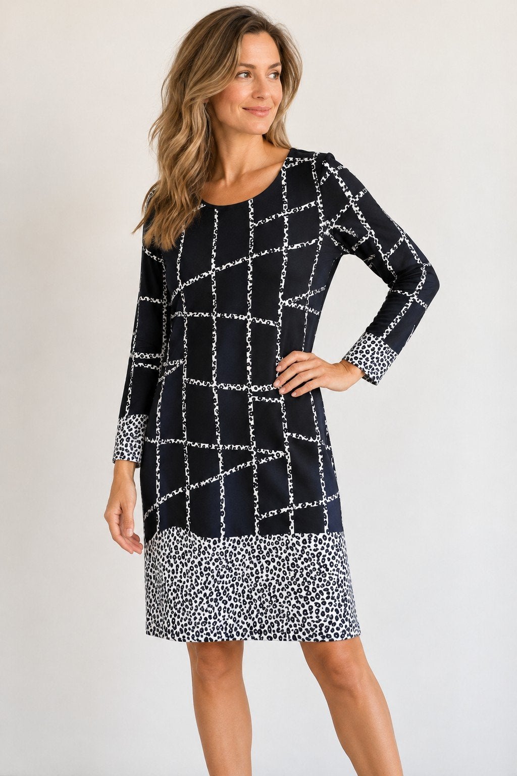 Jurk Smashed lemon – wit/blauw grafisch patroon – maat M/38, Maat 38/40 (M), Blauw, Ophalen of Verzenden, Zo goed als nieuw