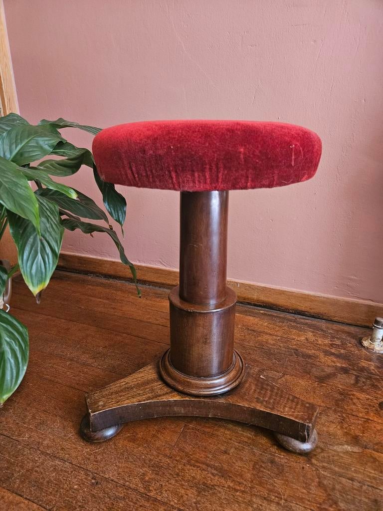 Antieke Art Deco pianokruk, Ophalen, Gebruikt, In hoogte verstelbaar, Nvt