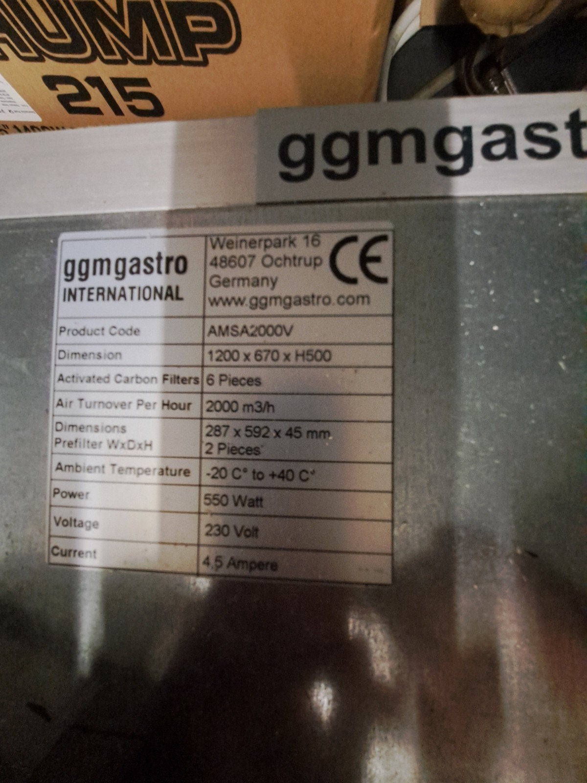 GGM Gastro Horeca Geurfilterkast / Afzuigbox 2000 m3/h (incl, Ophalen of Verzenden, Gebruikt