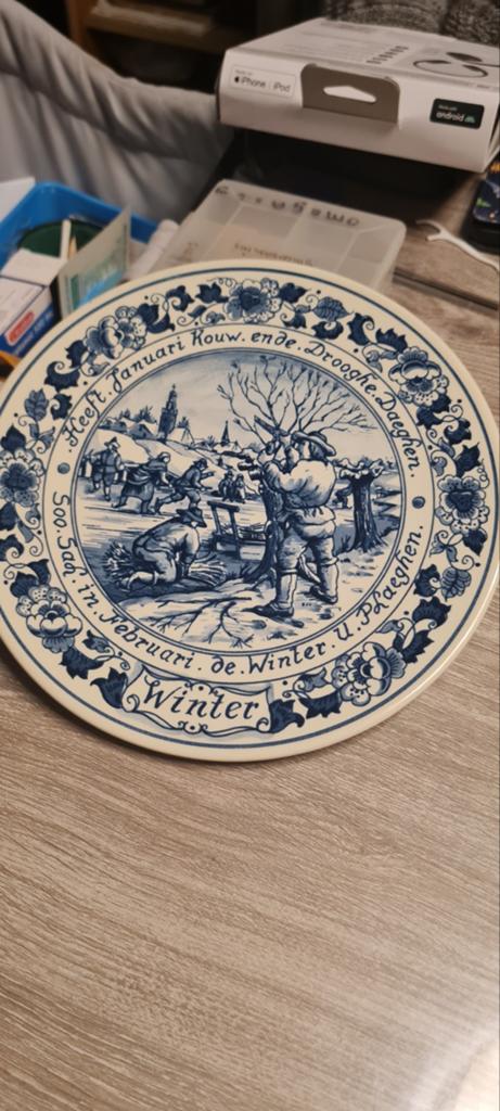 Royal Goedewaagen Blue Delft Winter Wandbord, Antiek en Kunst, Ophalen of Verzenden