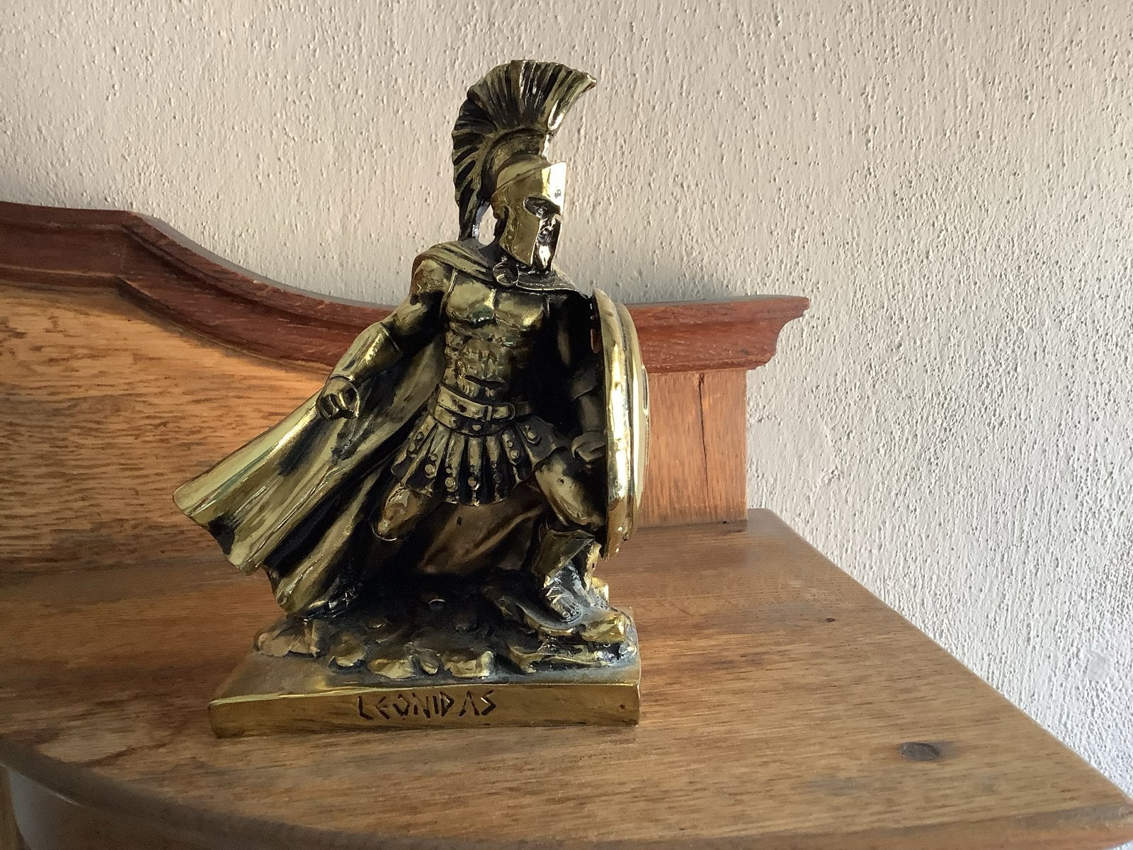 Bronzen beeld van Leonidas, Spartaanse krijger, Antiek en Kunst, Ophalen, Minder dan 20 cm, Beeld, Goud