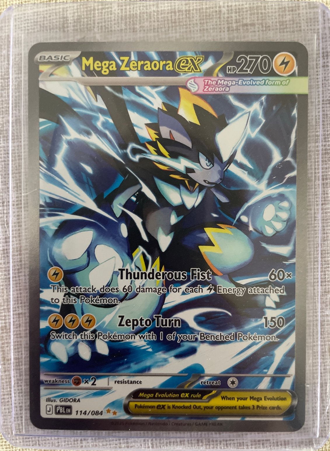 Mega Zeraora EX Pokémon Kaart - Zeldzaam en in Topstaat, Ophalen, Zo goed als nieuw, Losse kaart