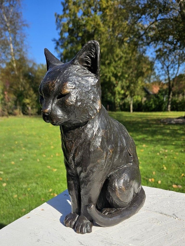 POES /BRONZEN BEELD / KAT, Nieuw, Info@huisentuindecoratiemarie.nl, Huis en tuin decoratie marie, Dierenbeeld