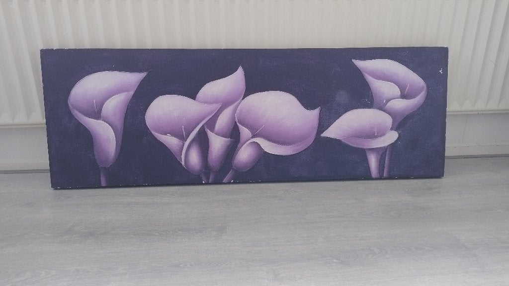 Paarse schilderij 150*50cm, Ophalen, Bloemen
