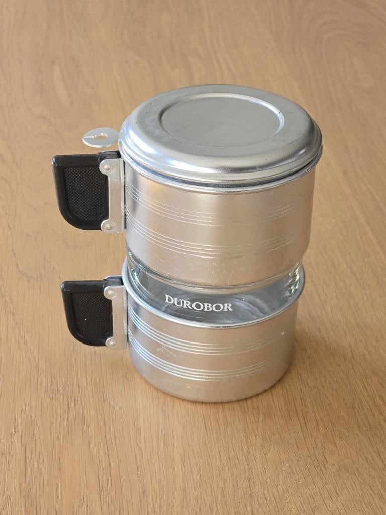 Vintage 80s België Dur-O-Bor glazen aluminium koffiezetapp., Ophalen of Verzenden