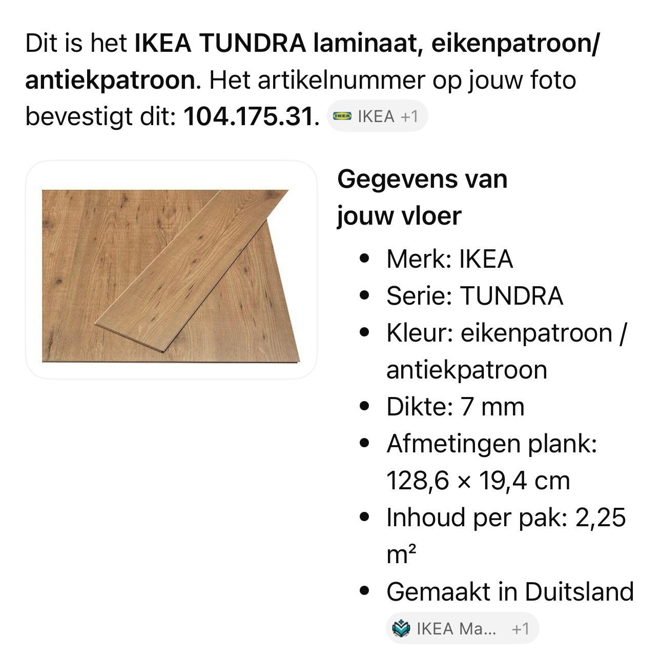 Tundra ikea laminaat 4,5 m2, Ophalen, 50 tot 150 cm, Nieuw, 10 tot 30 cm