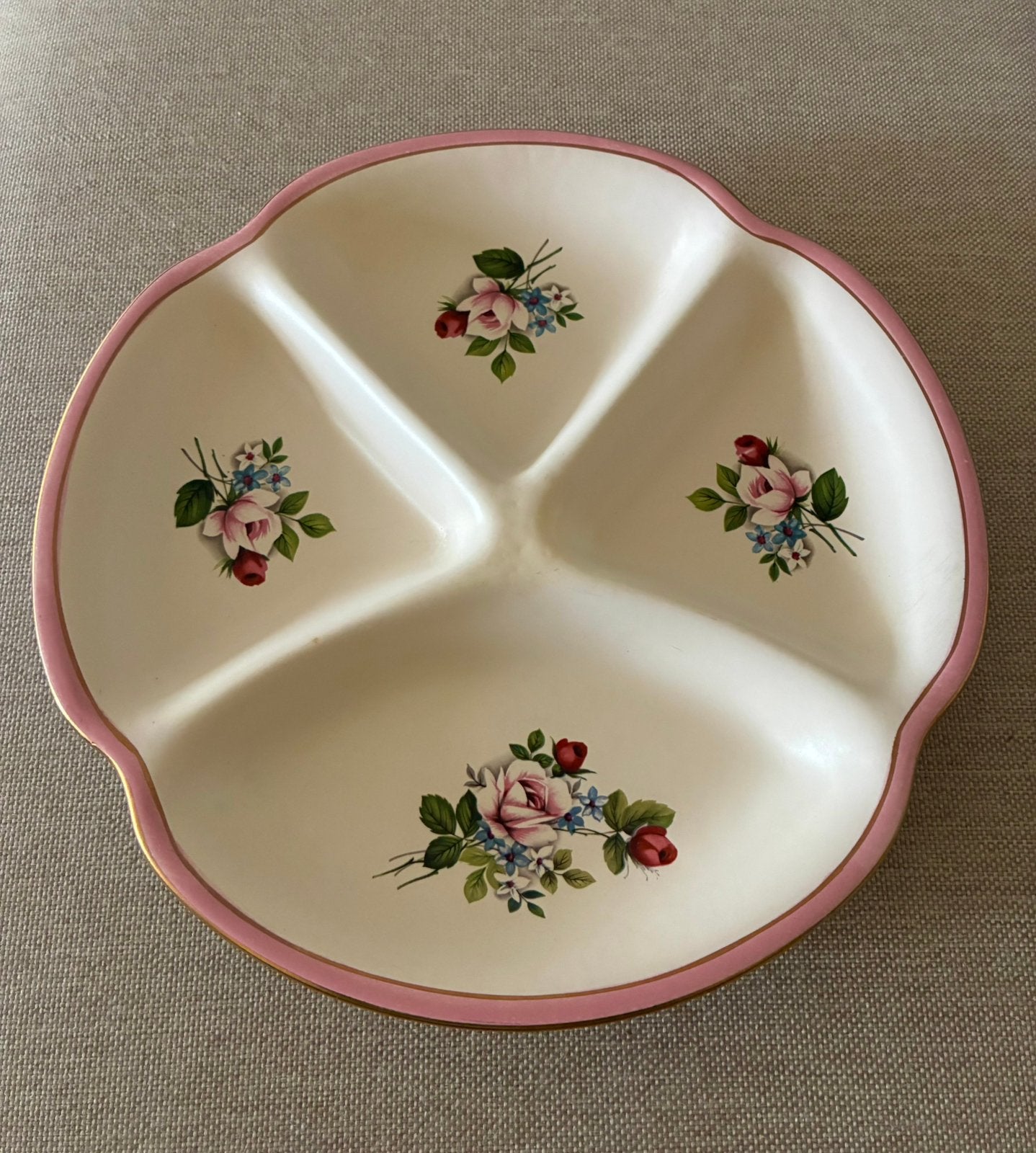 Vintage Flora keramiek Gouda Bonbonsschaal roos, Ophalen of Verzenden
