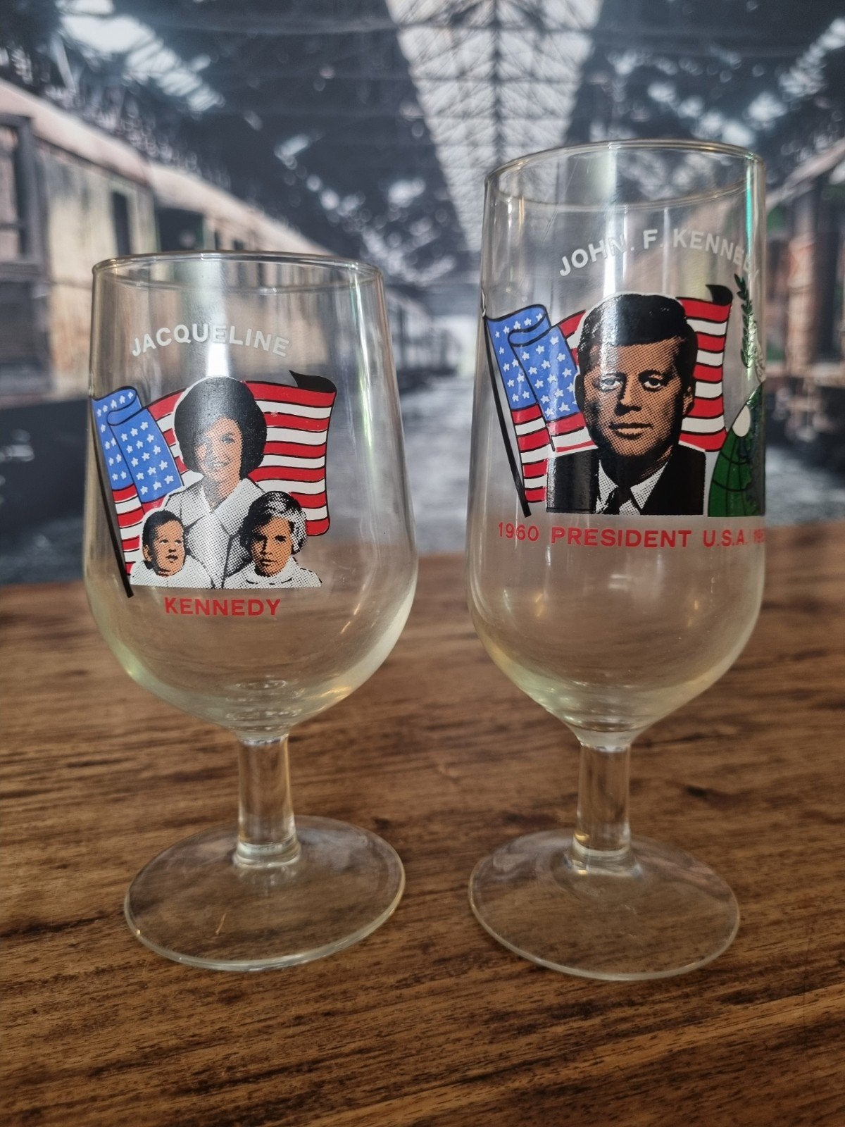 Vintage John F. Kennedy en Jacqueline Kennedy glazen, Ophalen of Verzenden