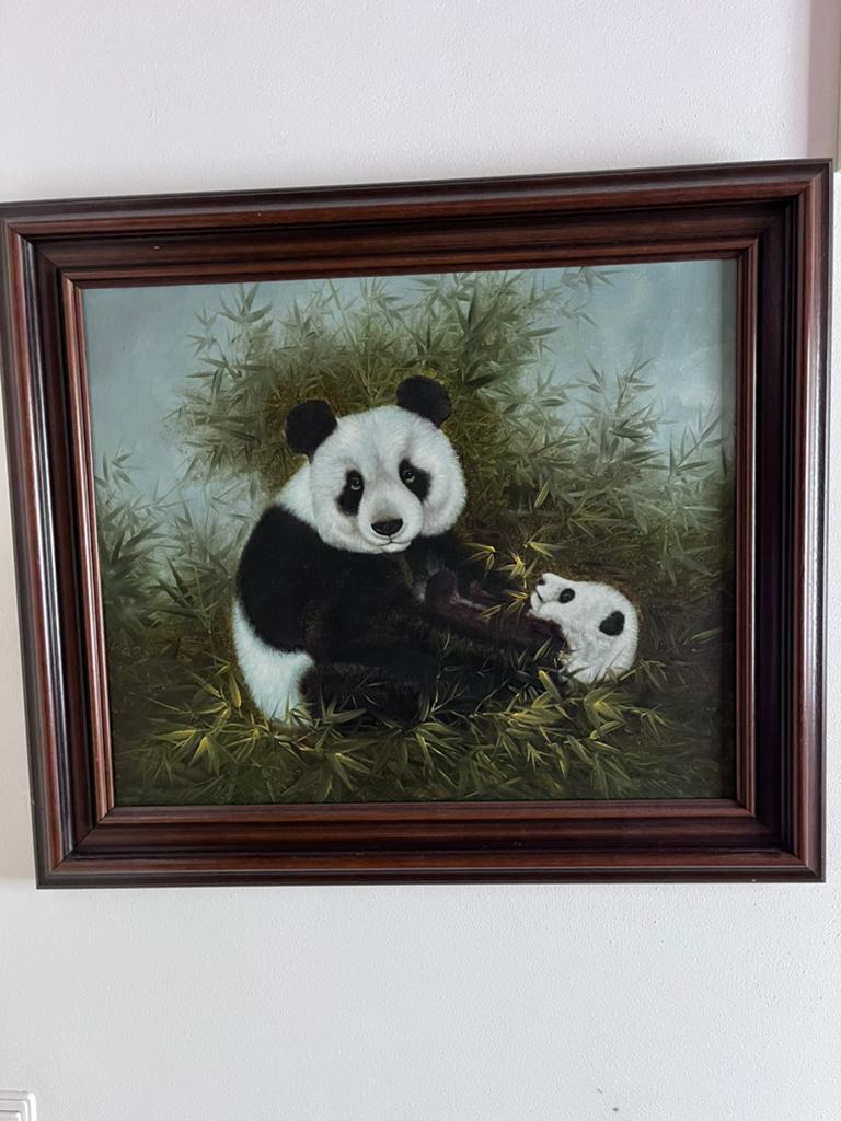 Schilderij  panda beer met jong, Antiek en Kunst, Kunst | Schilderijen | Klassiek, Ophalen