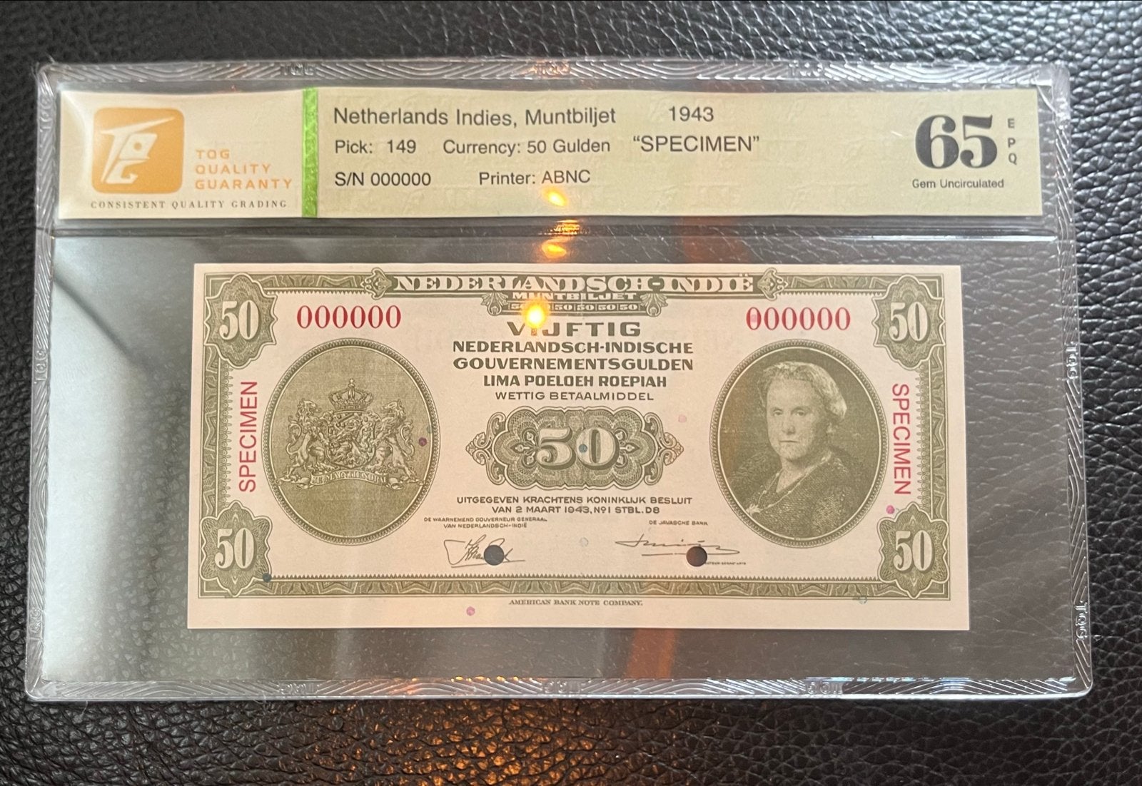 Nederlands-Indië Muntbiljetten 1943 - 10 en 50 Gulden Specim, Ophalen of Verzenden, 10 gulden, Setje