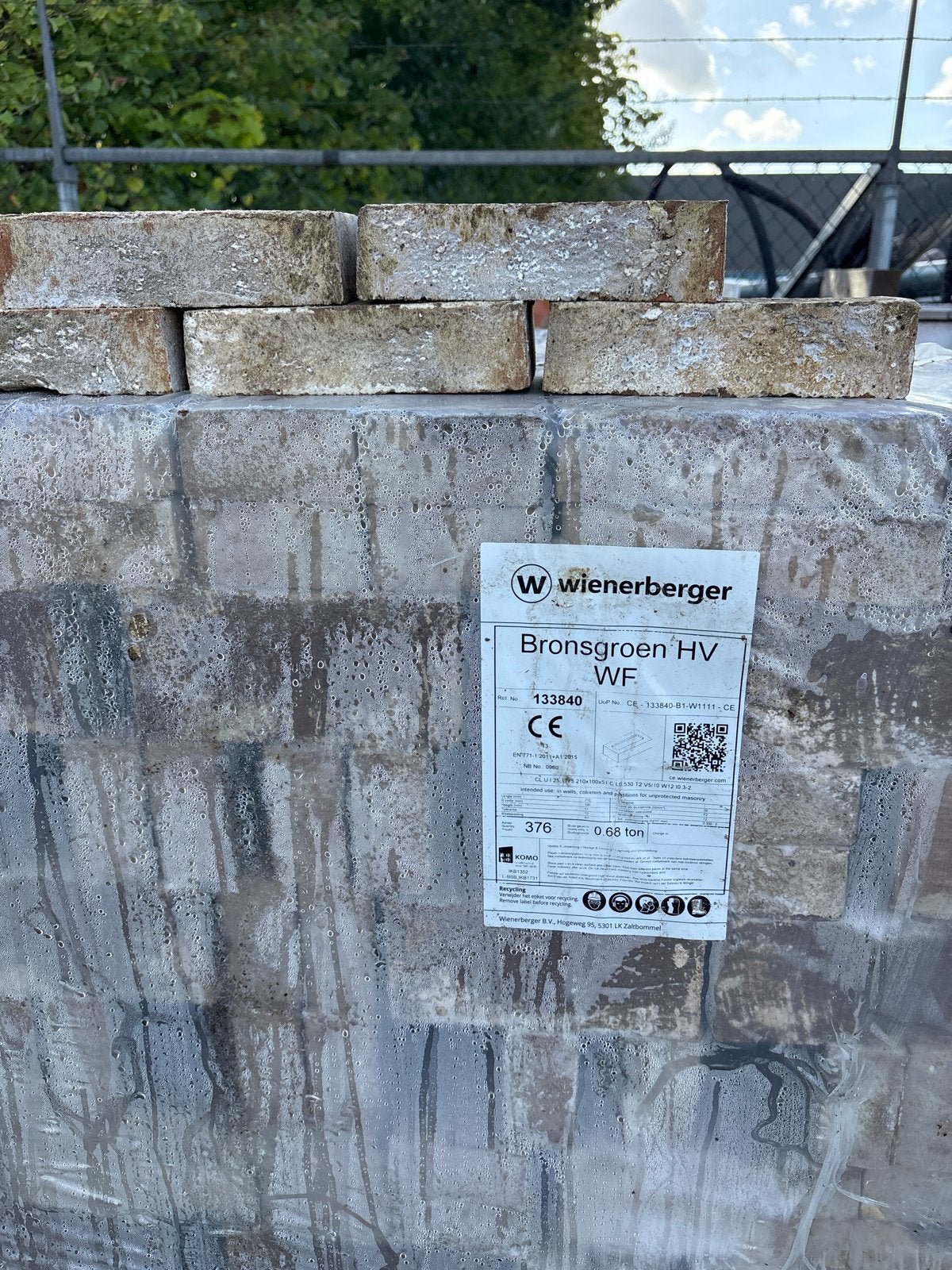 Wienerberger Bronsgroen HV WF bakstenen (376 stuks), Doe-het-zelf en Verbouw, Ophalen of Verzenden, Nieuw, Bakstenen
