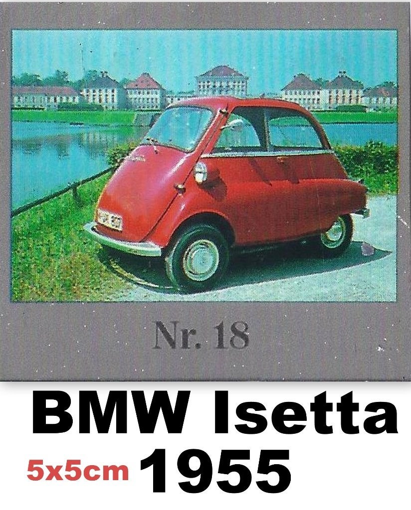 Vp5 verzamelplaatje bmw isetta 1955 -- 5 cm x 5 cm, Ophalen of Verzenden, Zo goed als nieuw, Auto's