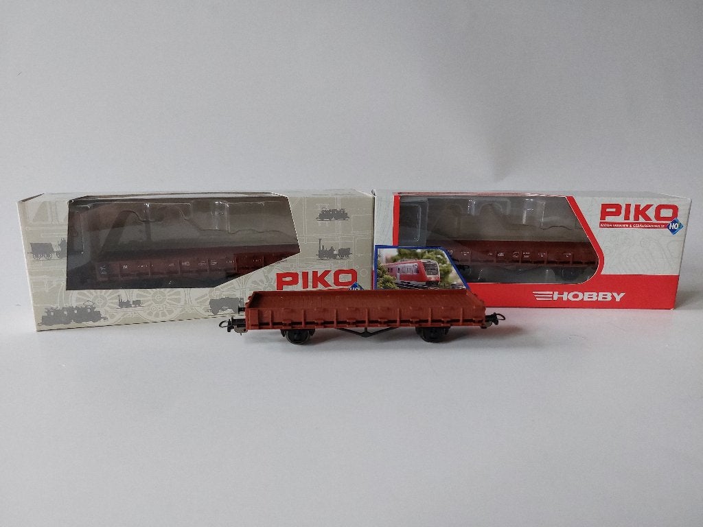 Set H0 gelijkstroom Piko Hobby platte goederenwagons, Gelijkstroom, Wagon, Zo goed als nieuw, Piko