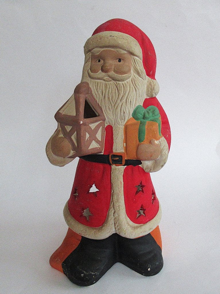 Retro keramiek Kerstman waxinelichthouder van de jaren '70, Diversen, Kerst, Ophalen of Verzenden