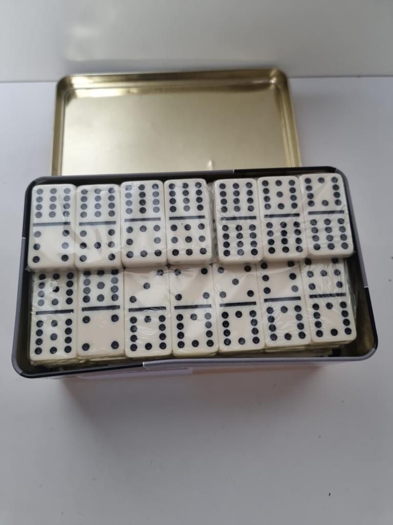 Domino spel in blikken doos - GalleryPlay, Een of twee spelers, Ophalen of Verzenden, Zo goed als nieuw, GalleryPlay