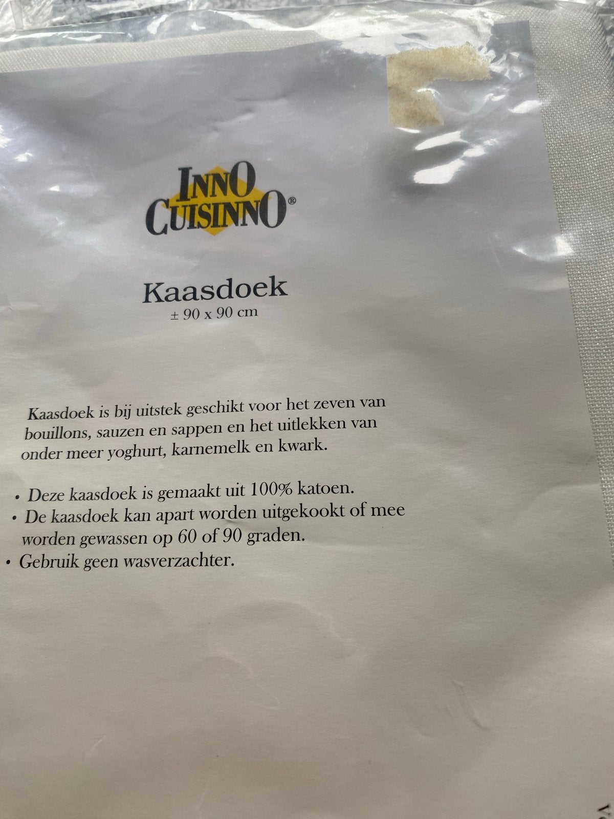 Inno Cuisinno Kaasdoek - 90x90 cm, Overige typen, Nieuw, Ophalen of Verzenden, Natuurlijk materiaal