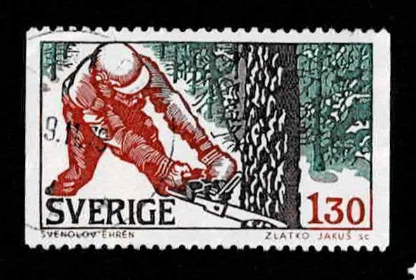postzegel 1042 Zweden Houthakker, Ophalen of Verzenden, Zweden, Gestempeld