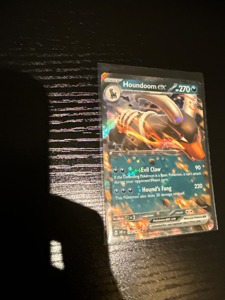 Houndoom ex 134/197 Obsidian Flames Pokémon kaart, Ophalen of Verzenden, Zo goed als nieuw, Losse kaart, Foil
