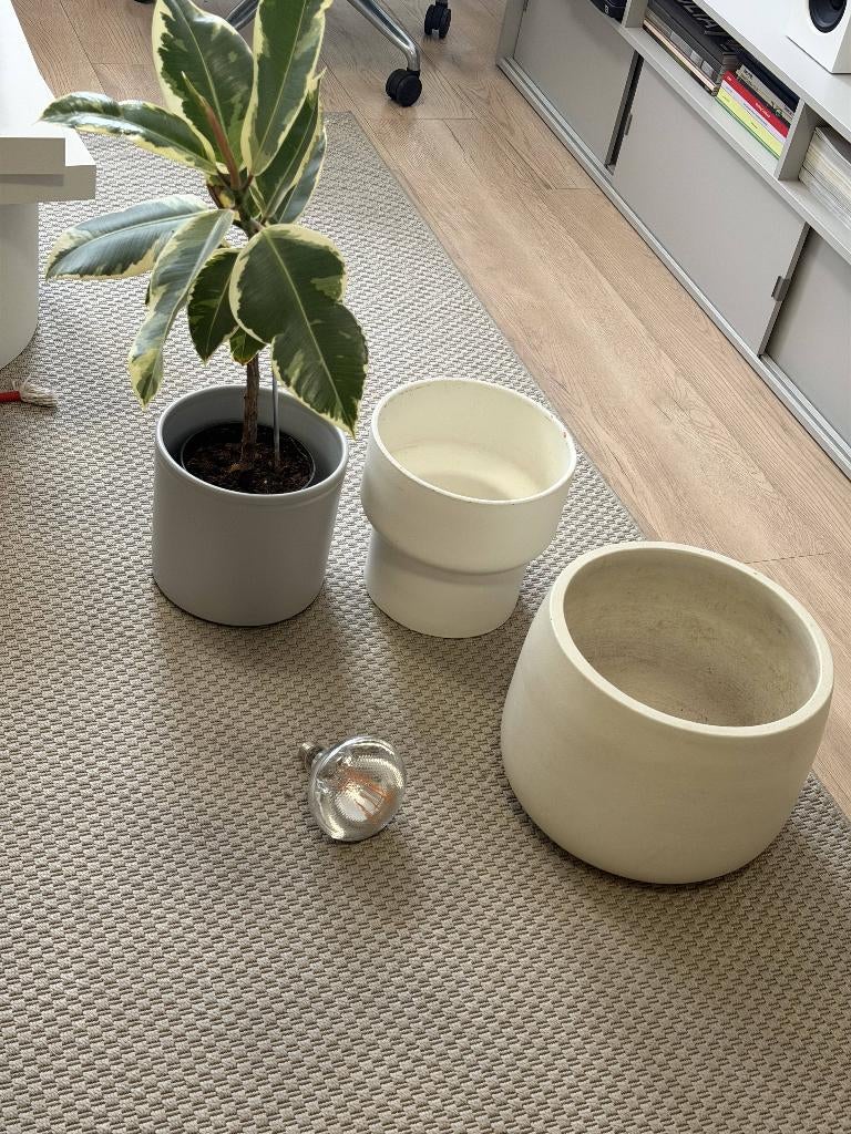 Keramieken plantenpotten en groeilamp, Tuin en Terras, Bloempotten, Rond, Zo goed als nieuw, Minder dan 40 cm, Aardewerk
