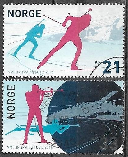 NOORWEGEN serie WK Biathlon 2016, Verzenden, Gestempeld, Sport