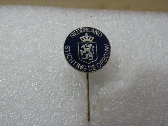 Vintage Speldje "Stichting Nederland De Opbouw", Ophalen of Verzenden, Gebruikt, Stad of Land, Speldje of Pin
