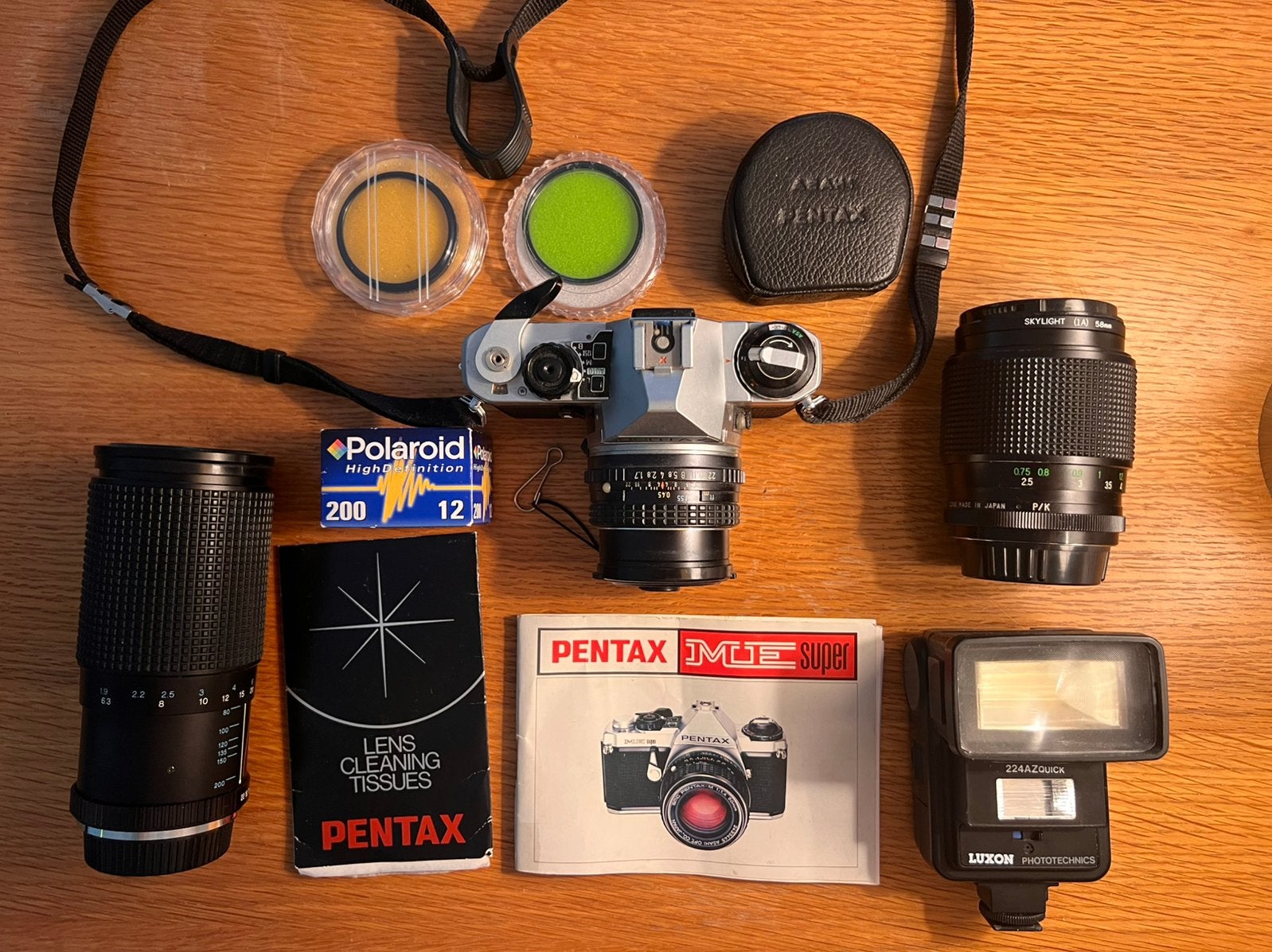 Pentax ME Super + 3 lensen + accessoires., Ophalen of Verzenden, Spiegelreflex, Pentax