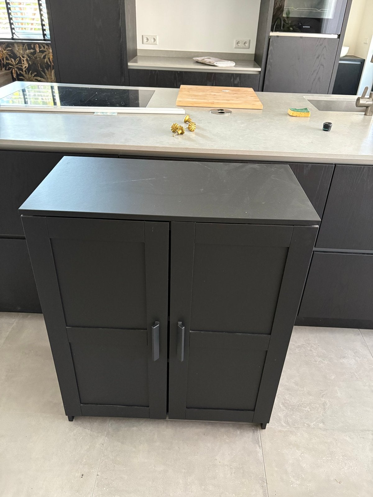 Ikea BRIMNES Kast met deuren, zwart, 78x95 cm, Ophalen, Gebruikt