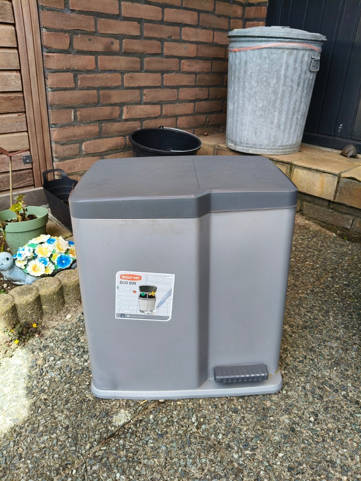 Curver Duo Bin afvalemmer met pedaal, 2x 20 liter, Ophalen, 50 – 75, Kunststof, Gebruikt