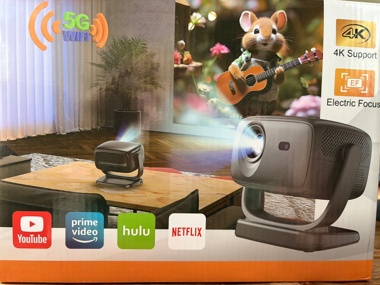 Multimedia Smart Video Projector – 4K Support, 5G WiFi, Ophalen of Verzenden, Zo goed als nieuw, LED, Ultra HD (4K)