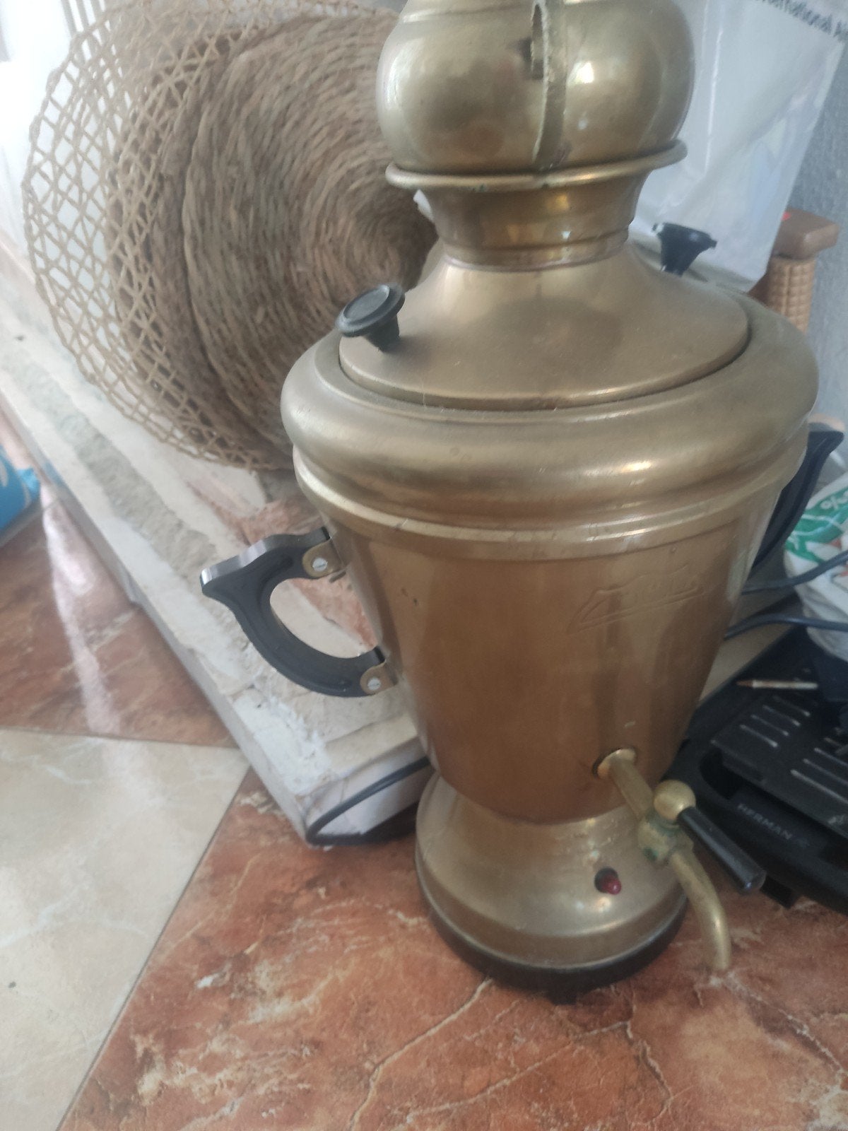 Vintage Koperen Samovar - Elektrisch Theezetapparaat, Ophalen