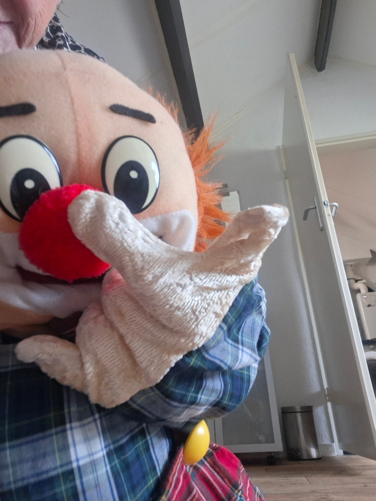 Hand vertelpop  Clown 75 cm, Ophalen of Verzenden, Overige typen