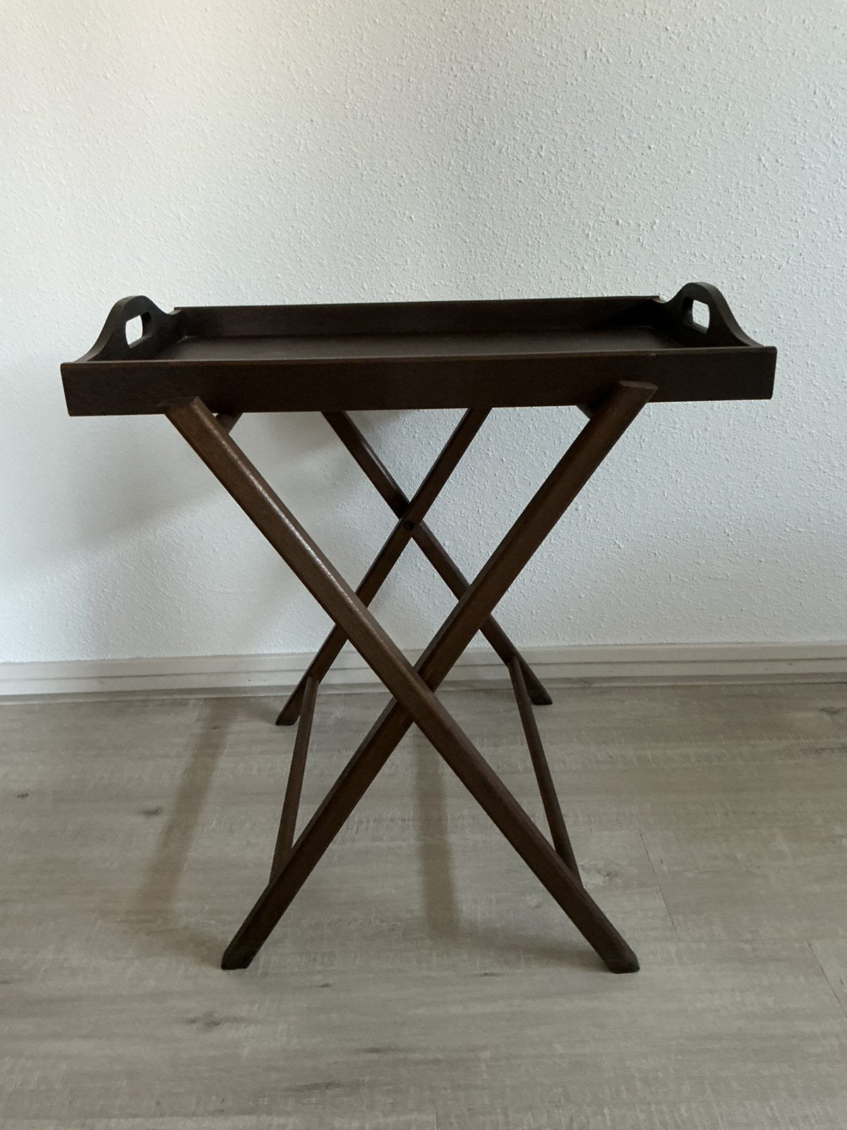 Vintage houten dienbladtafeltjemet inklapbaar onderstel, Ophalen, Gebruikt, Afneembaar, Hout