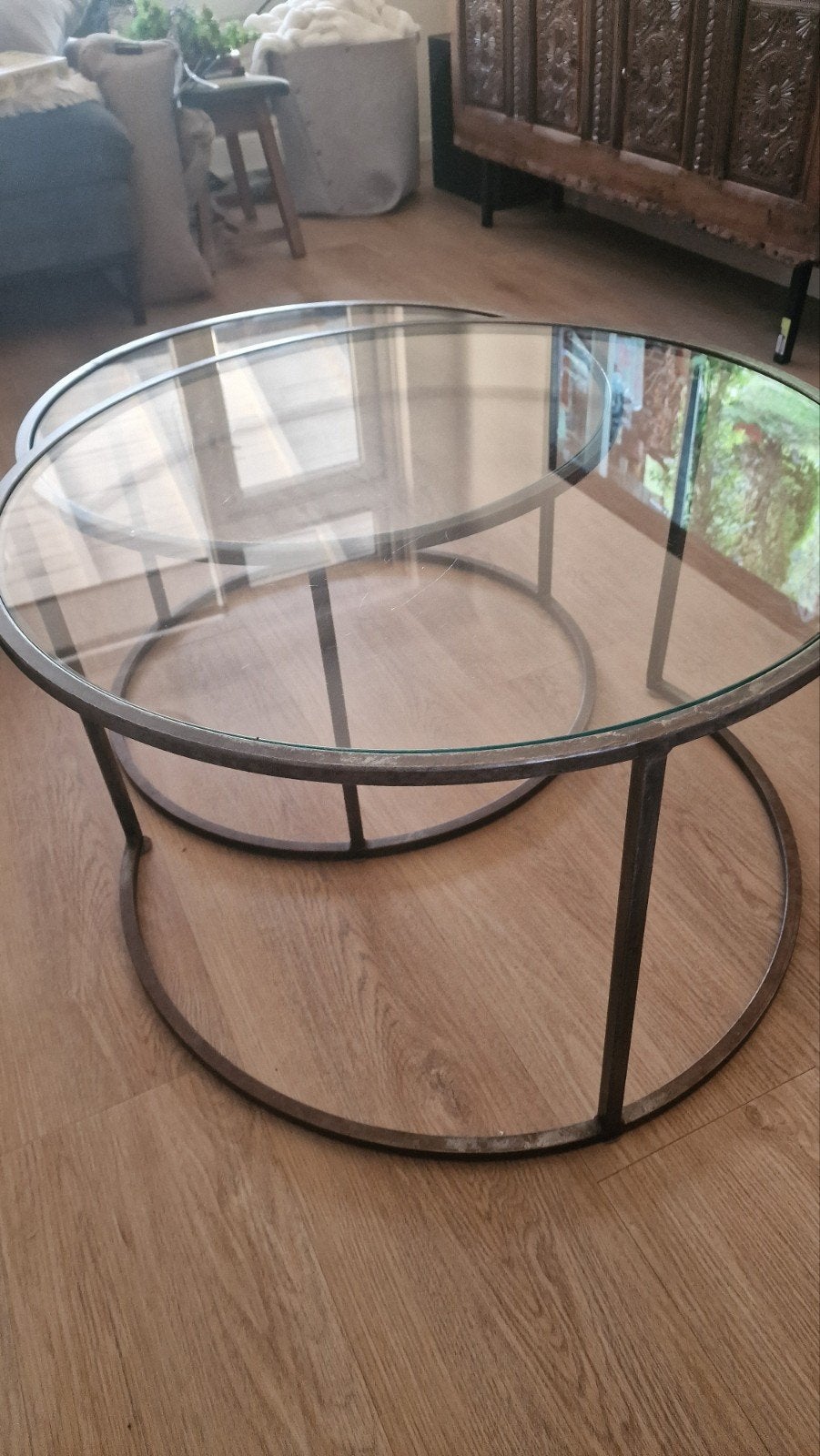 Ronde salontafel, Huis en Inrichting, Tafels | Salontafels, Ophalen, Gebruikt, 50 tot 100 cm, Rond