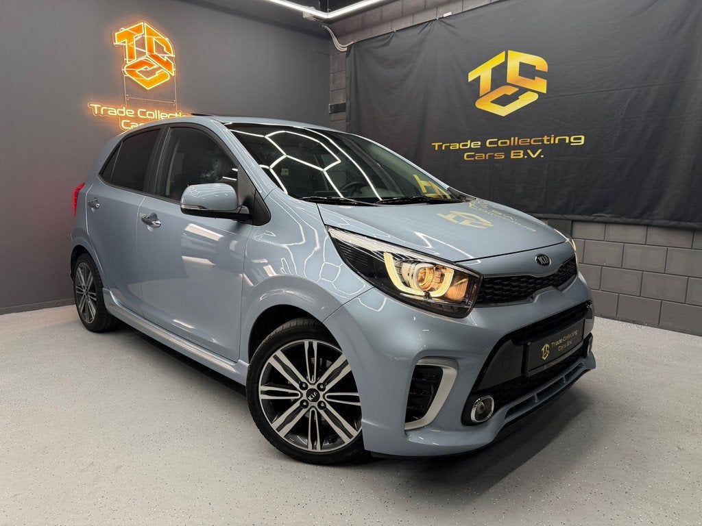 Kia PICANTO 1.2 CVVT DynamicPlusLine PANO-CARPLAY-CLIMA-FULL, Auto's, Gebruikt, 4 cilinders, Blauw, Leder