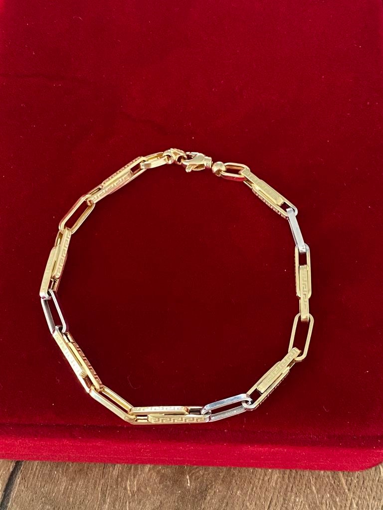 14 karaat(585) gouden armband, wit en geel goud, Sieraden, Tassen en Uiterlijk, Armbanden, Nieuw, Goud, Goud, Ophalen of Verzenden