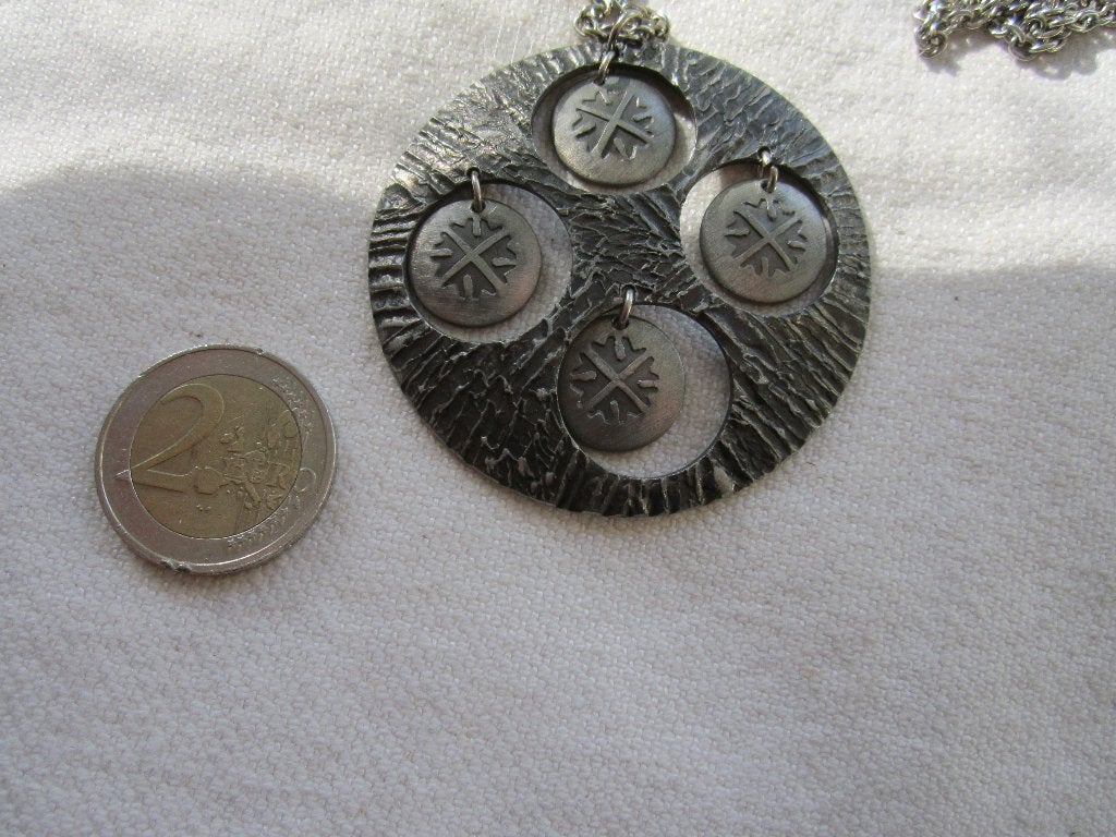 18.  Schitterende ketting+hanger, Noorwegen Rolf Buodd, tin, Ophalen, Overige materialen, Hanger