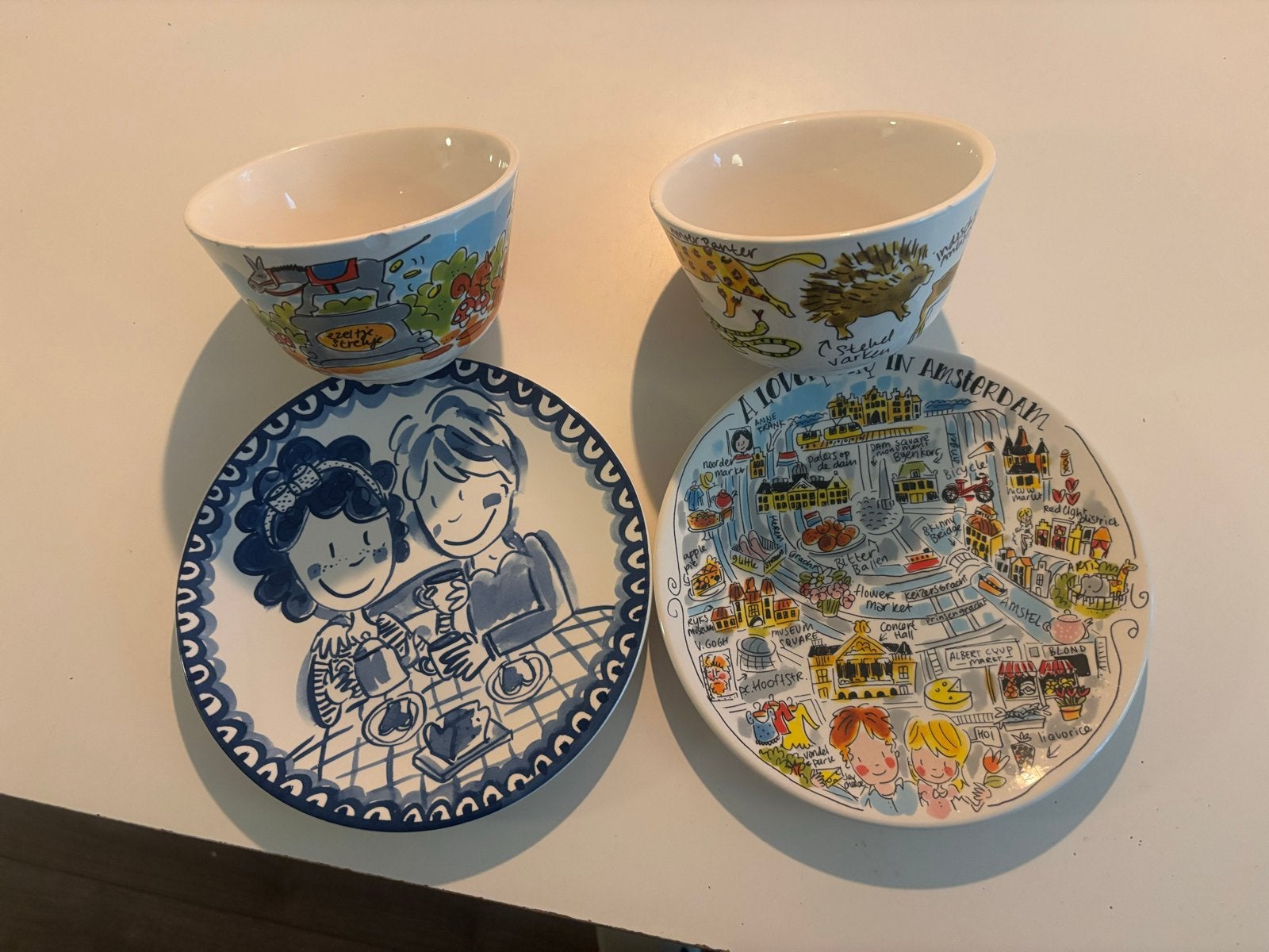 Blond Amsterdam Servies: Efteling, Blijdorp, Amsterdam, Delf, Gebruikt, Ophalen of Verzenden, Delftsblauw, Bord(en)