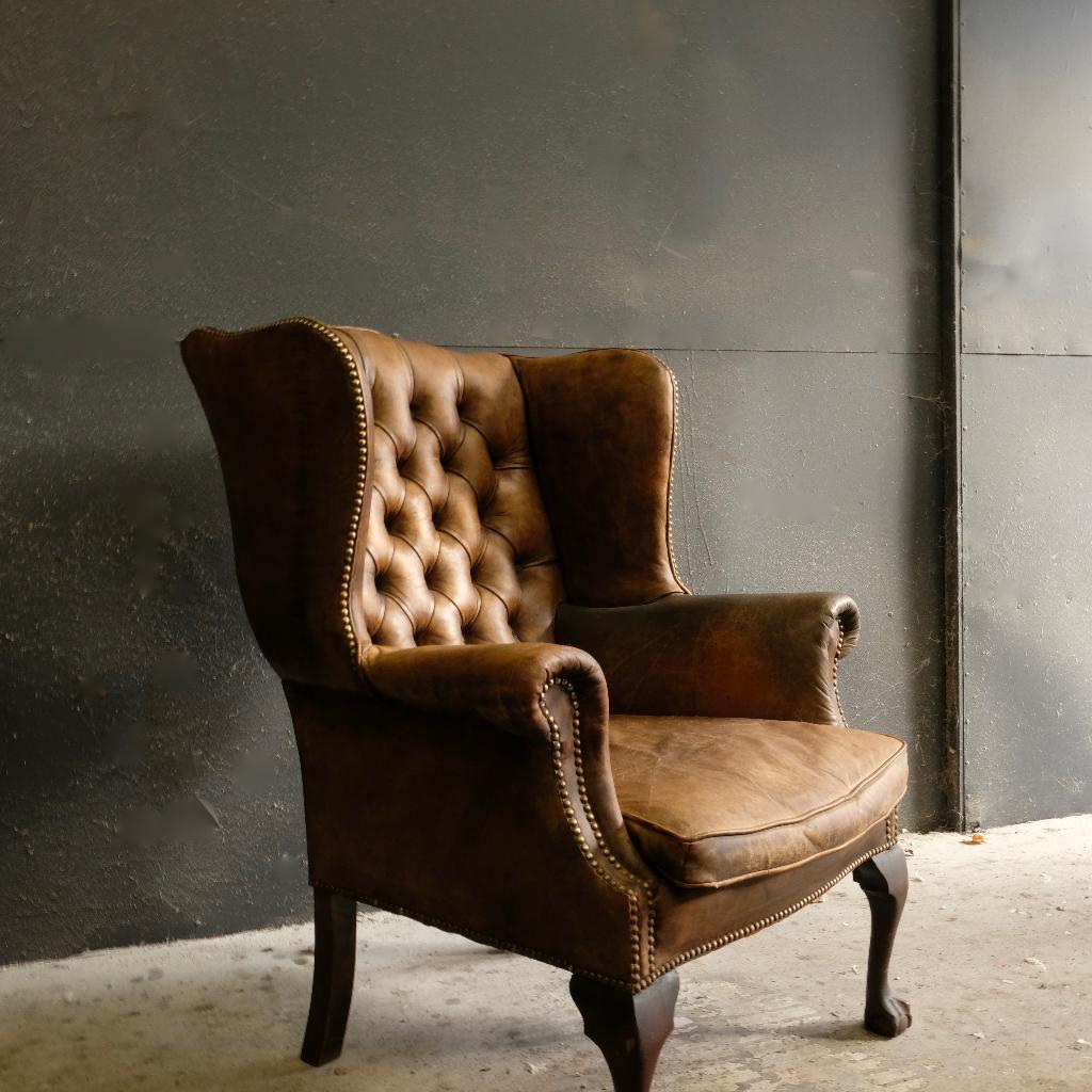 origineel Engelse Chesterfield oorfauteuil, Ophalen, Minder dan 75 cm, Zo goed als nieuw, Chesterfield Engels modern Landelijk klassiek industrieel