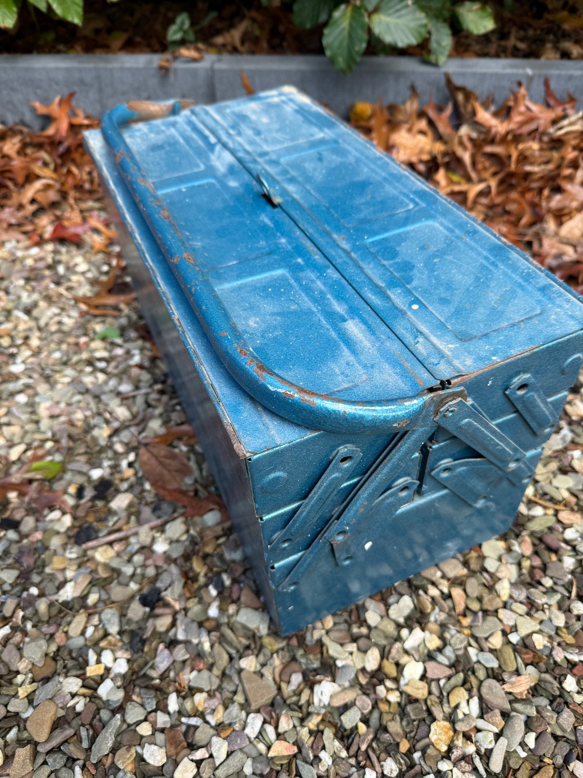 Klassieke metalen gereedschapskist - Blauw, Ophalen, Gebruikt