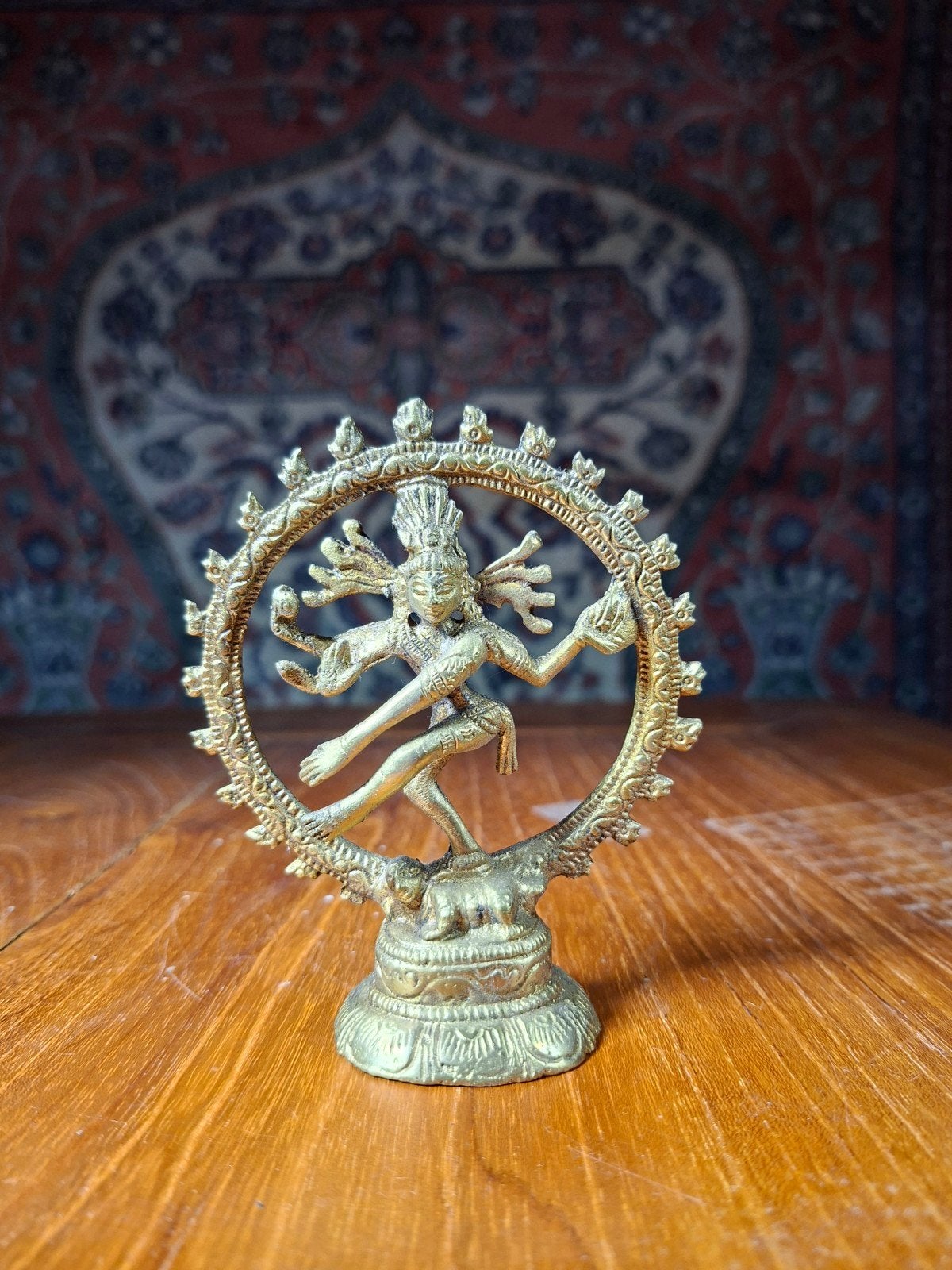 Dansende Shiva Nataraja Beeldje - Brons, Minder dan 20 cm, Ophalen of Verzenden, Beeld, Goud