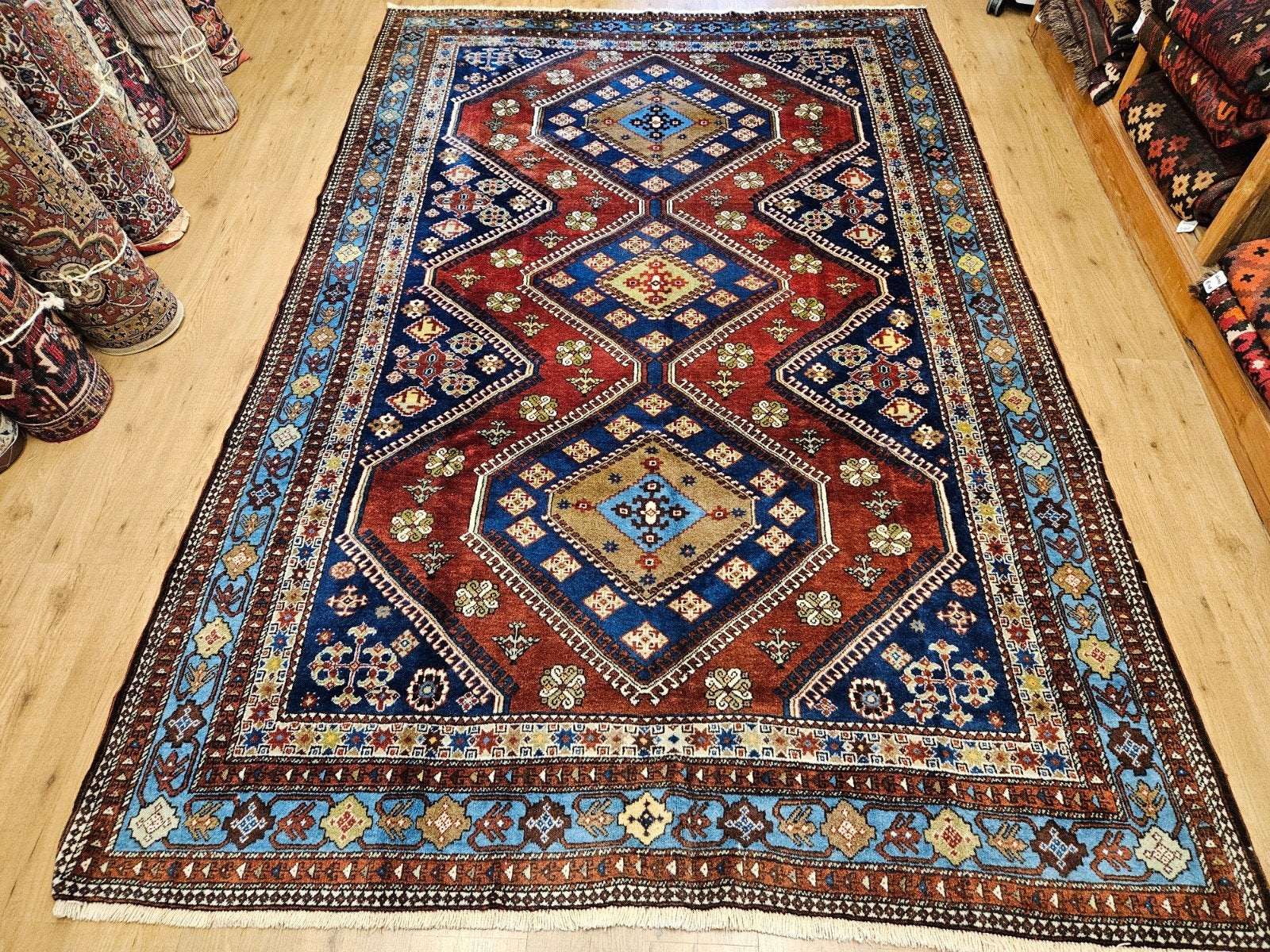 Vintage handgeknoopt perzisch tapijt yalameh 320x210, Info@SlatsAntiek.nl, Tweedehands, Perzisch, 200 cm of meer