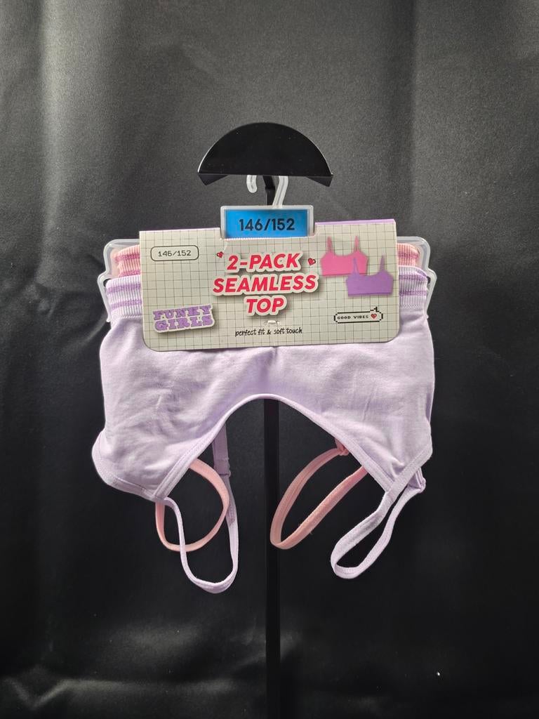 bh topje 146/152 seamless 2-pack Funky Girls roze paars, Overige kleuren, ., Ophalen of Verzenden, BH