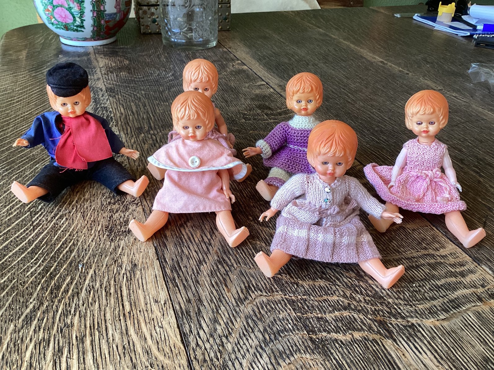 Oude popjes 6 stuks voor, € 12, Ophalen of Verzenden, Zo goed als nieuw, Poppenhuis