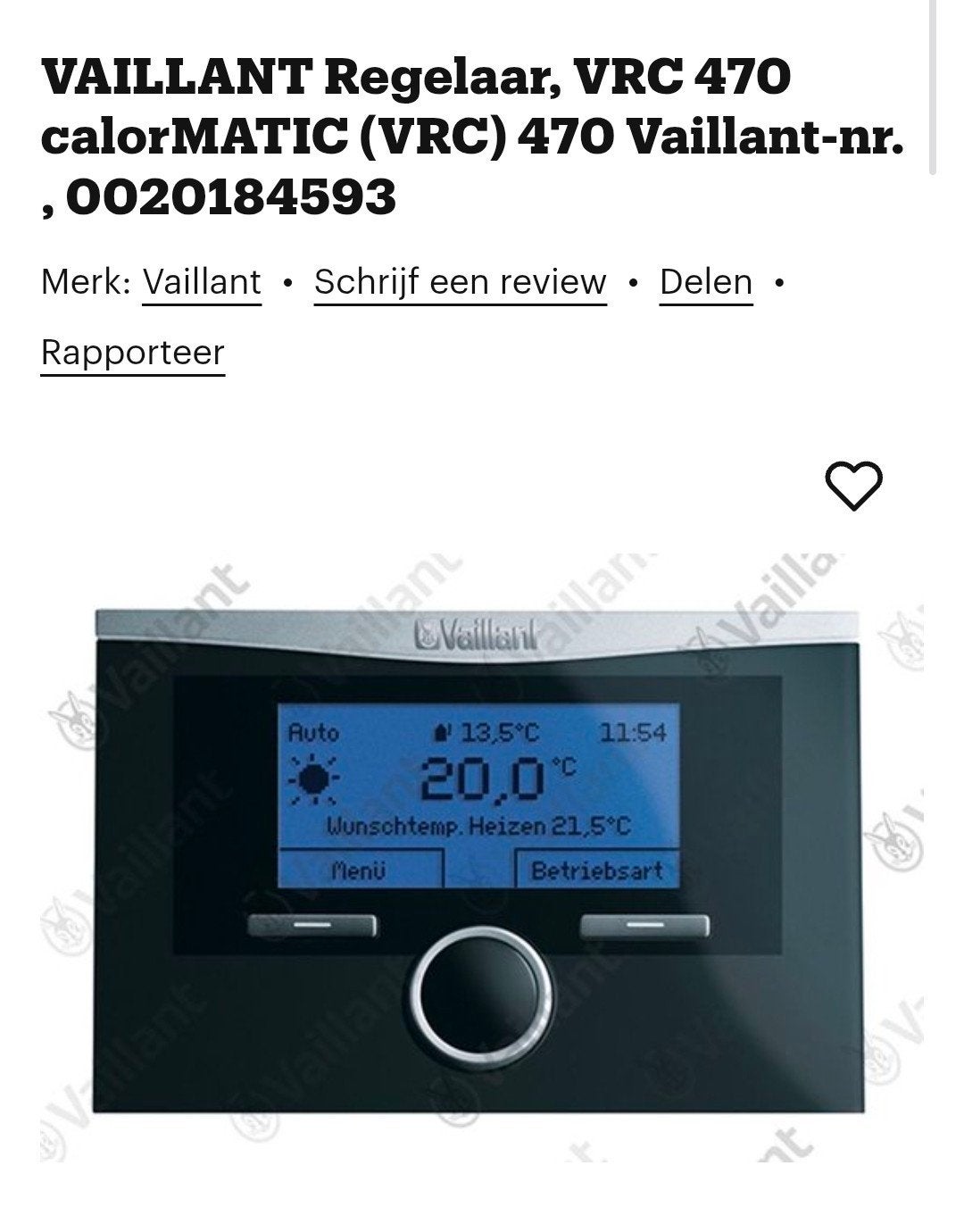 Vaillant VRC470 Calormatic thermostaat.Nieuwstaat, Ophalen of Verzenden