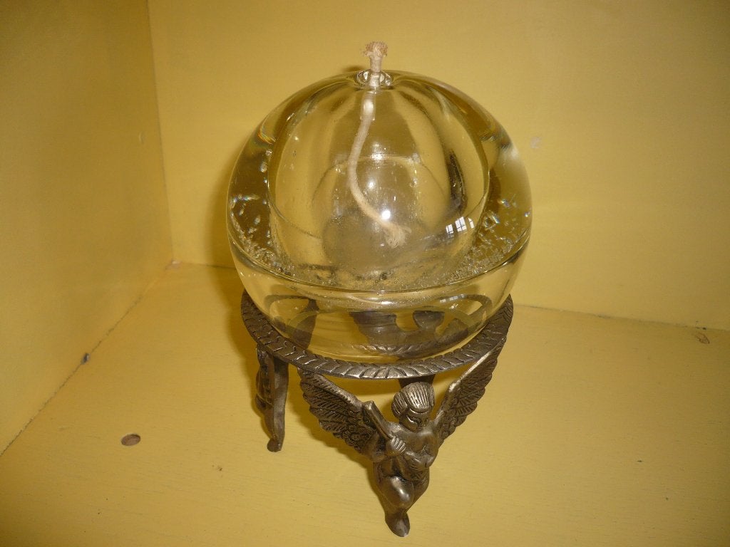 Mie18<> glazen olielamp op standaard, Verzenden